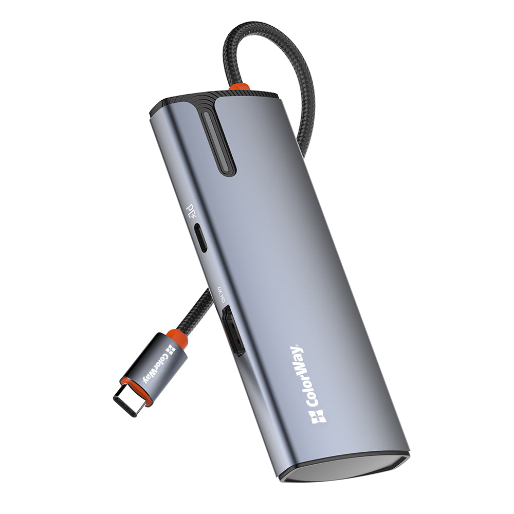Hub USB-C ColorWay CW-HUB01, 5en1, Argenté