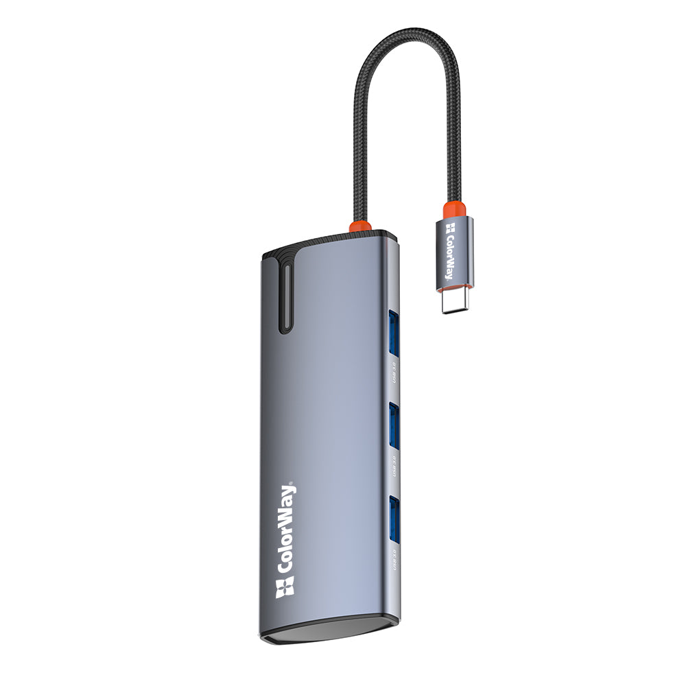 Hub USB-C ColorWay CW-HUB01, 5en1, Argenté