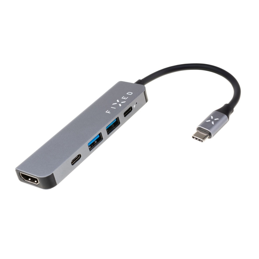 Hub USB-C Fixed, 4 en 1, Gris