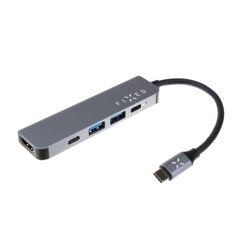 Hub USB-C Fixed, 4 en 1, Gris
