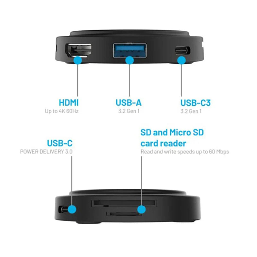 Hub USB-C Fixed MagHub, 7en1, Noir