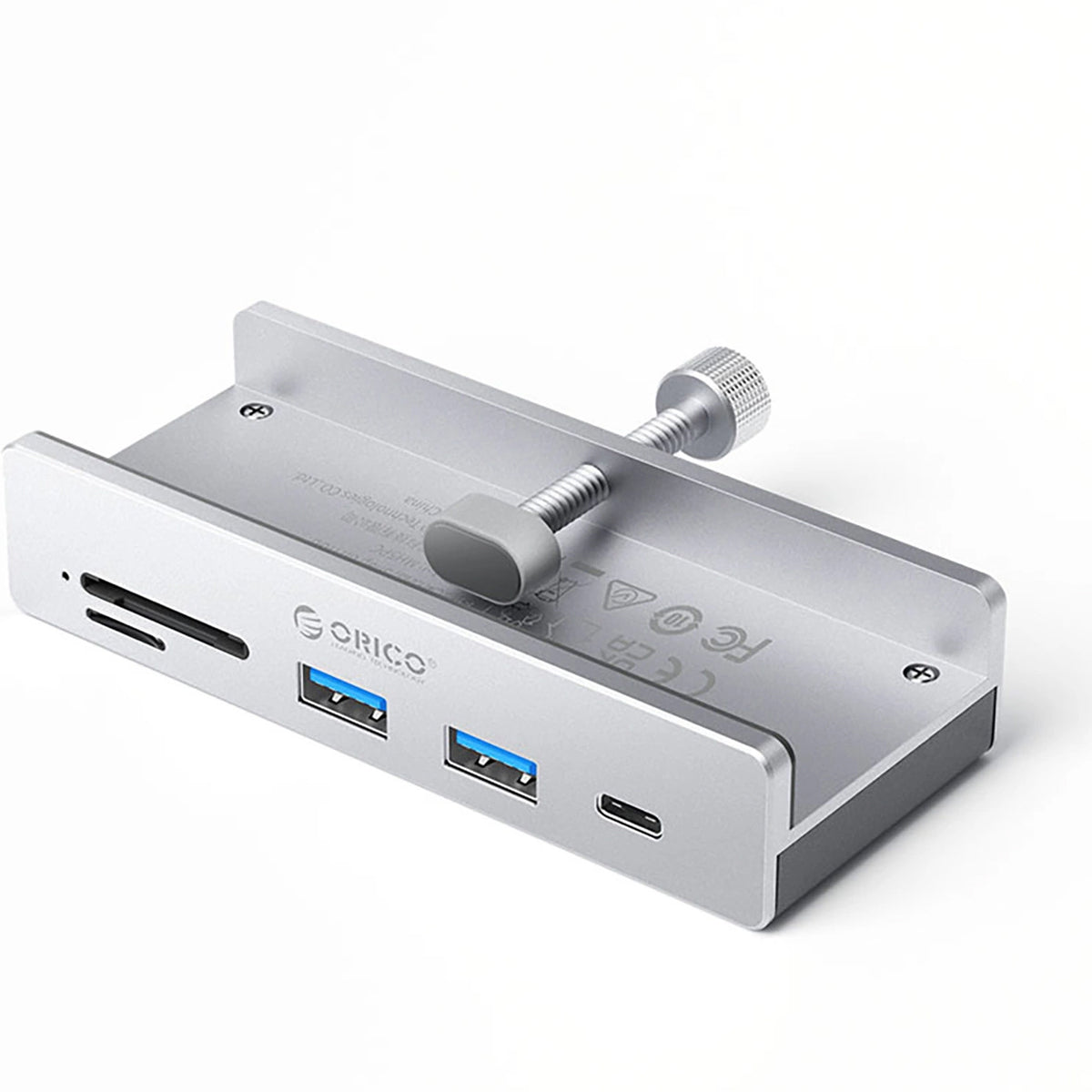 Hub USB-C Orico MH5PC Clamp, 2 x USB-A 3.2 - 1 x USB-C - 1 x SD - 1 x microSD, Argenté