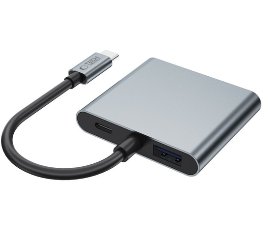 Hub USB-C Tech-Protect HB08, 1 x USB-A - 1 x USB-C - 2 x HDMI, Grau