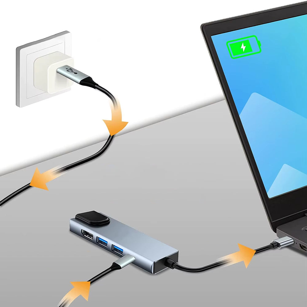 USB-C Hub Techsuit H1 NetBridge, 5in1, Grau