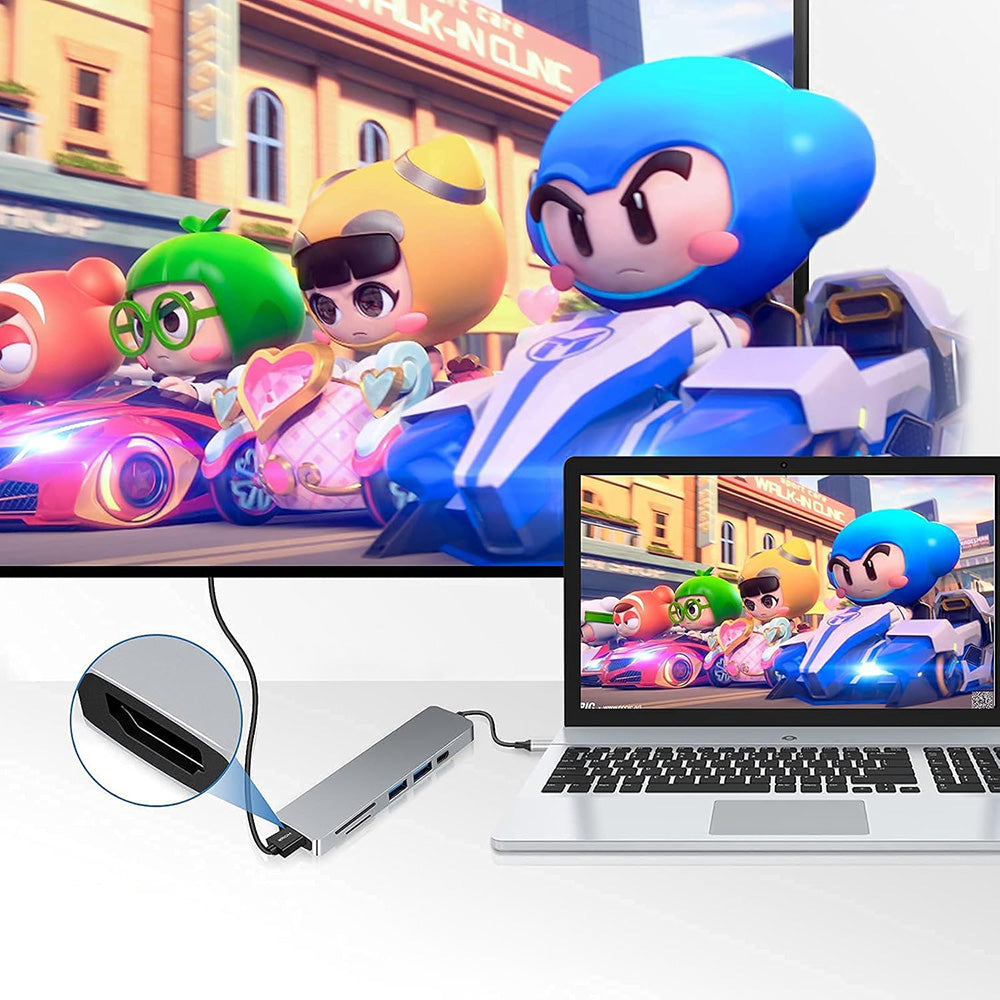 USB-C Hub Techsuit H5 TurboChargeX, 6in1, Gri