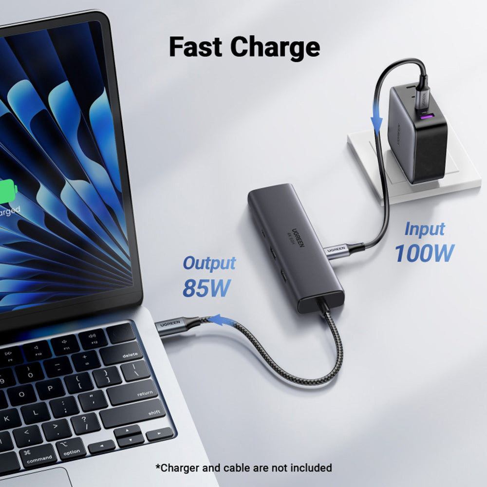 Hub USB-C UGREEN CM512 (45000), 2 x USB-A 3.2 - 2 x USB-C - 1 X HDMI - 1 x RJ45, Gri
