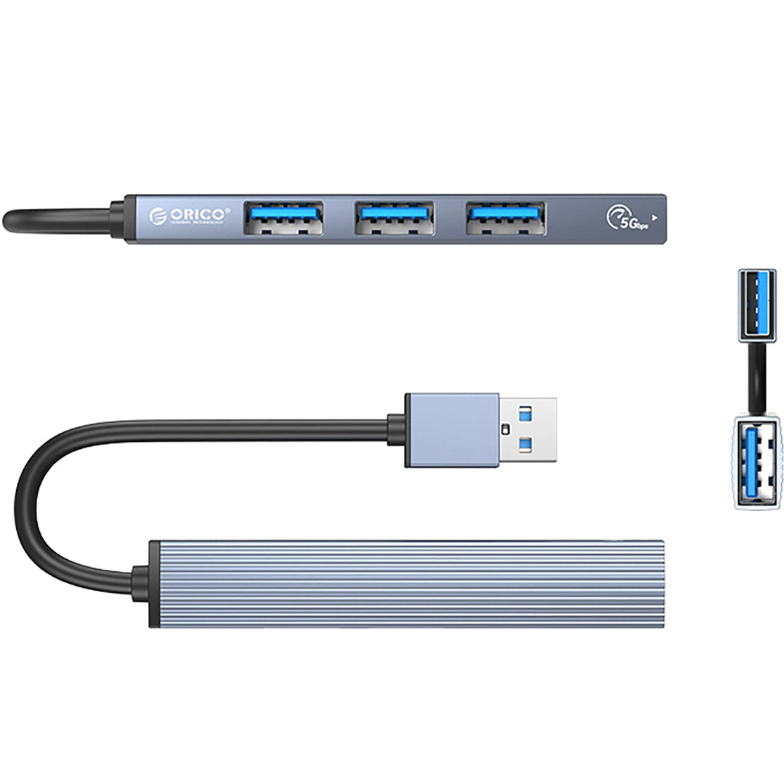 Hub USB Orico AH-A13, 1 x USB-A 3.0 - 3 x USB-A, Gris