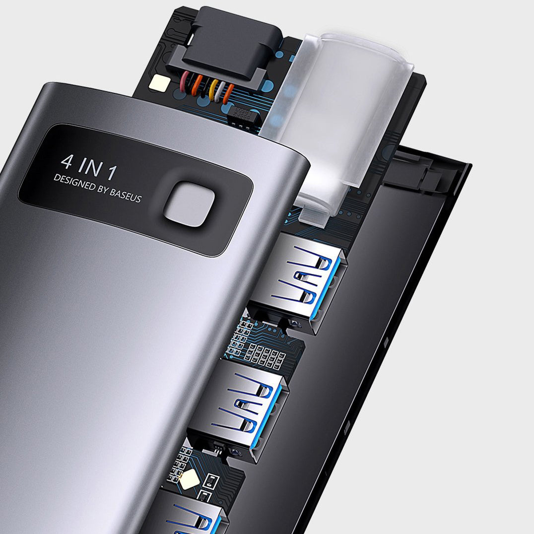 Hub USB-C Baseus Metal Gleam, 4 x USB-A 3.0, Grijs WKWG070013