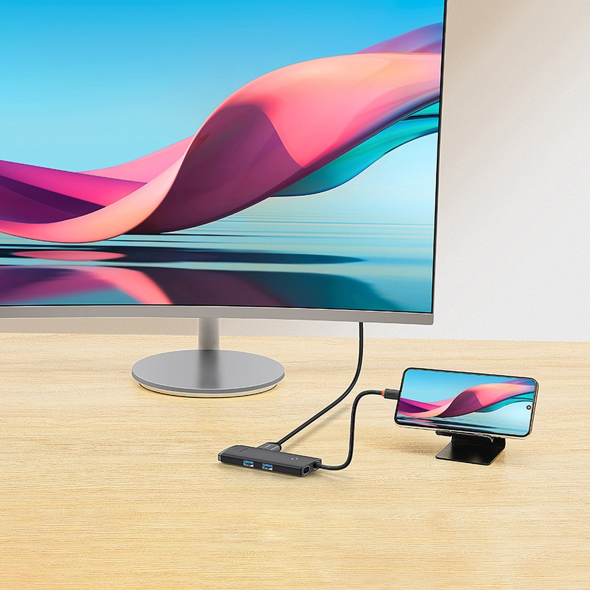 Hub USB-C Baseus Lite, 2 x USB-A 3.0 - 1 x USB-C - 1 x HDMI - 1 x SD - 1 x microSD, Zwart WKQX050101