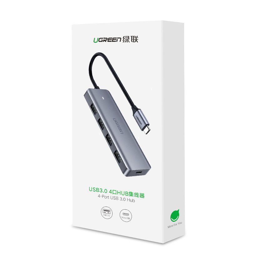 USB-C Hub UGREEN CM219, 4 x USB-A 3.0 - 1 x USB-C, Grau
