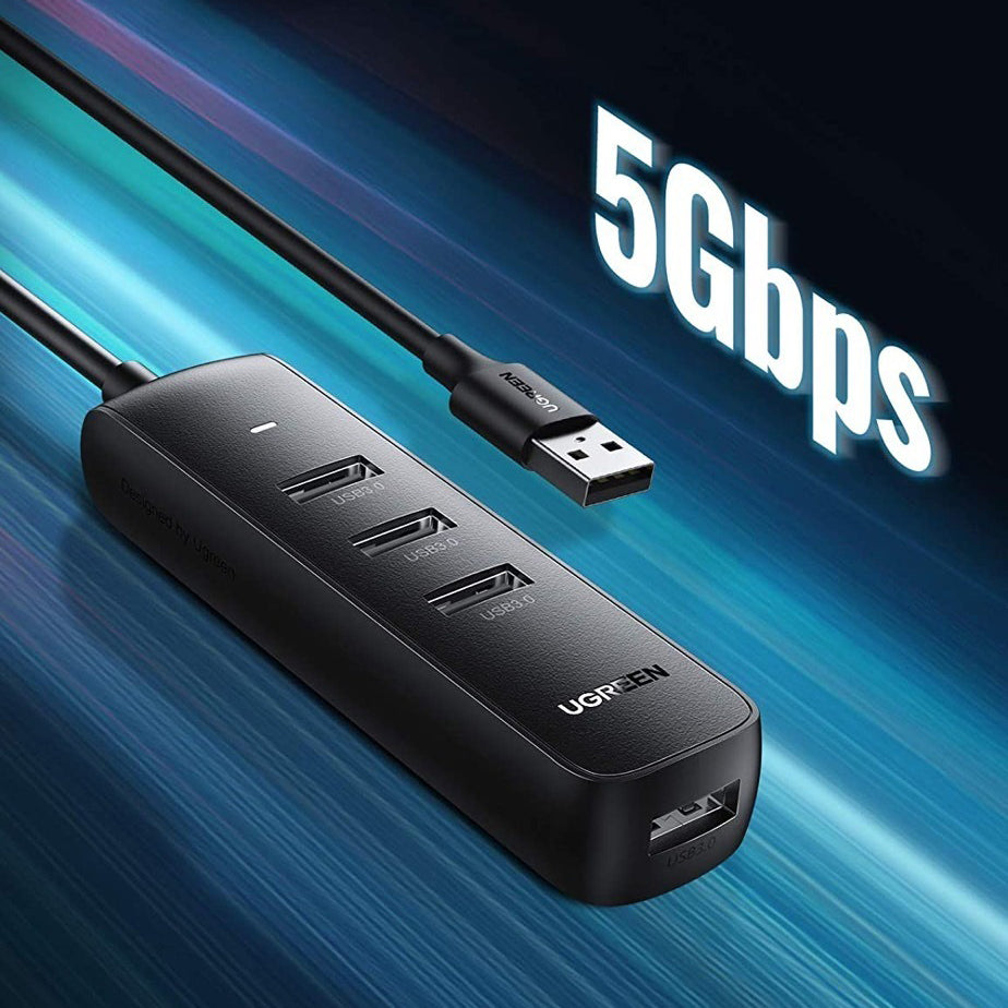 UGREEN CM416 USB Hub, 4 x USB-A 3.0, 0.25m, Black