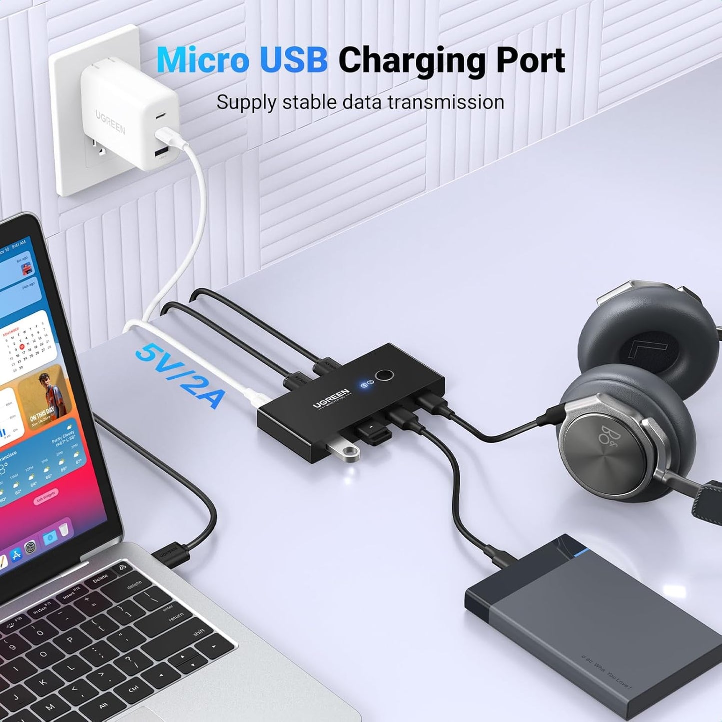USB-Switch UGREEN US216 (30767) Two Sharing Box, 4 x USB-A, Schwarz
