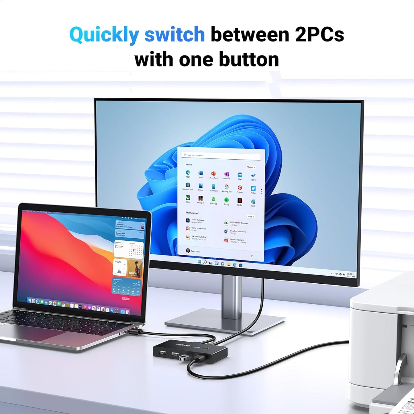 USB-Switch UGREEN US216 (30767) Two Sharing Box, 4 x USB-A, Schwarz
