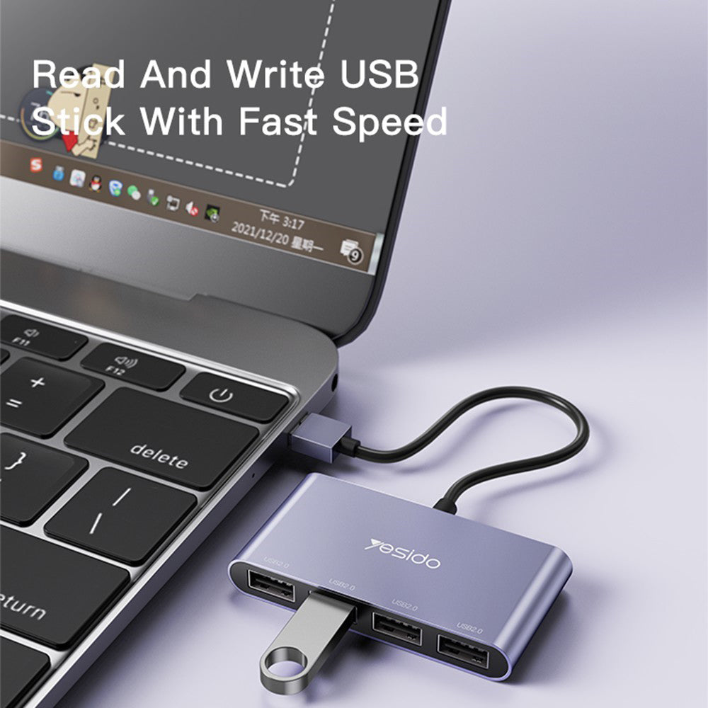 Hub USB Yesido HB12, 4en1, Gris