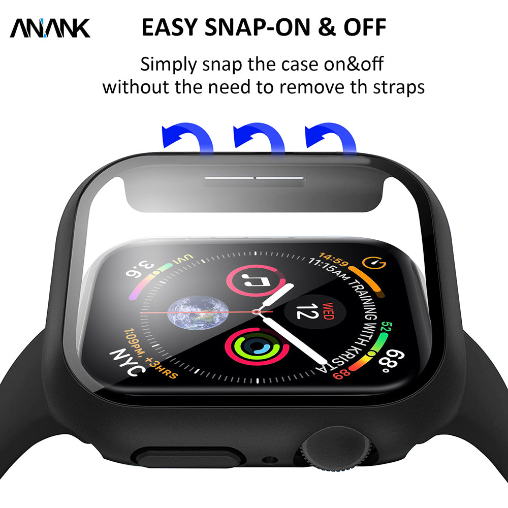 Anank Screen Guard Hülle für Apple Watch Series 7 45mm, Schwarz