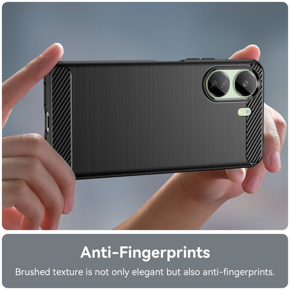 Hoes met Camerabescherming voor Xiaomi Poco C65 / Redmi 13C, Techsuit, Carbon, Zwart