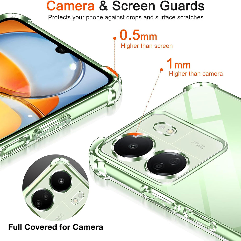 Coque de protection pour caméra pour Xiaomi Poco C65 / Redmi 13C, Techsuit, Antichoc Claire, Transparente