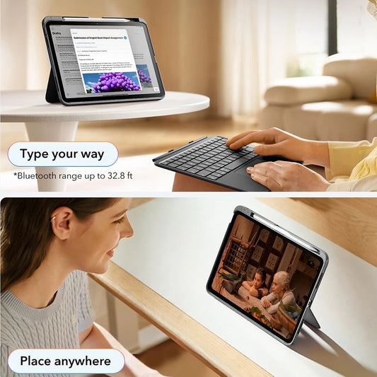 Hoes met Toetsenbord voor Apple iPad (2025) / (2022), ESR, Flex, Gri