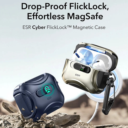 Étui ESR Cyber FlickLock pour Apple AirPods Pro 3, Bleu