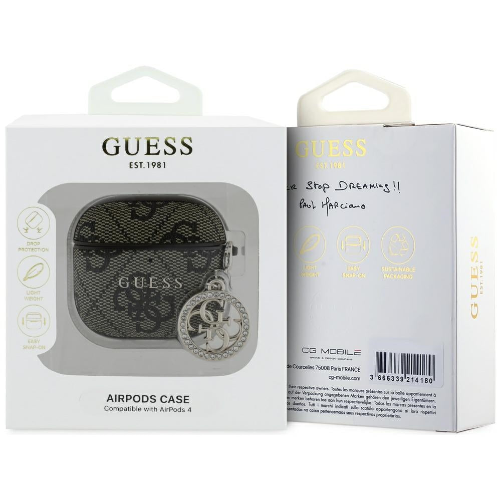 Guess 4G Strass Charm Case for Apple AirPods 4, Brown