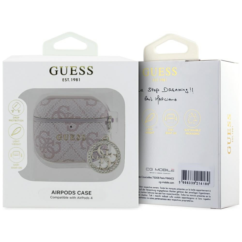 Guess 4G Strass Charm Hülle für Apple AirPods 4, Rosa