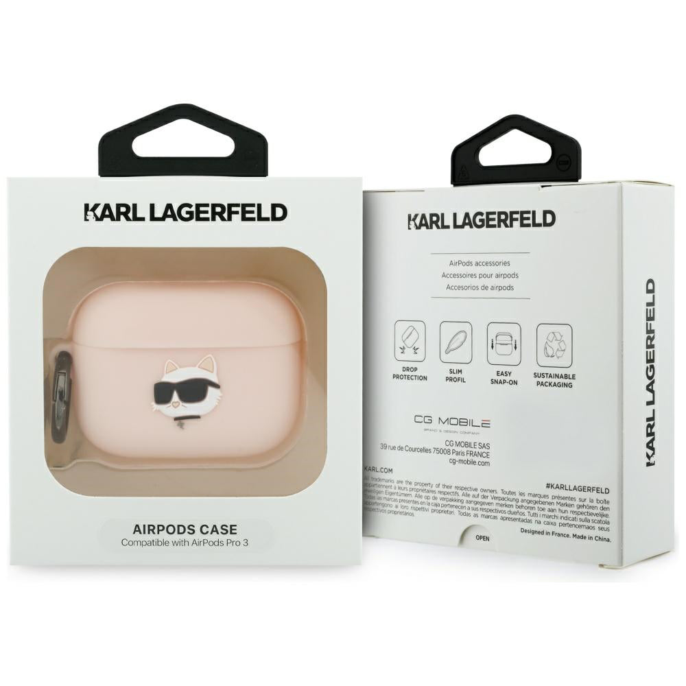Karl Lagerfeld Silicone Choupette's Head 3D hoes voor Apple AirPods Pro 3, Roze