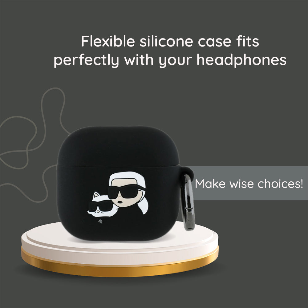 Karl Lagerfeld 3D Karl's Head hoes voor Apple AirPods 4, Zwart