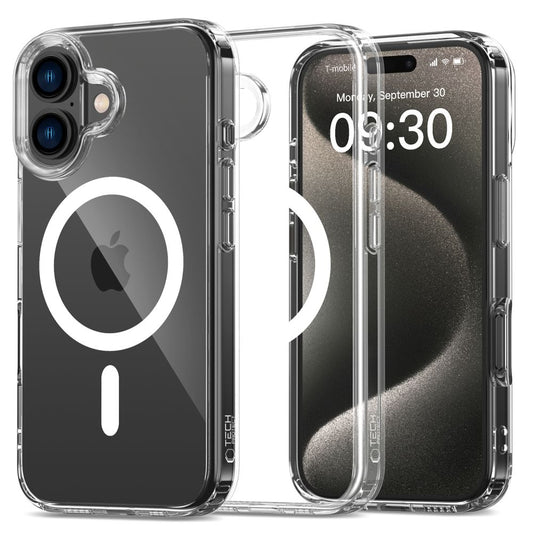 MagSafe hoesje voor Apple iPhone 16, Tech-Protect, Flexair Hybrid, Transparant