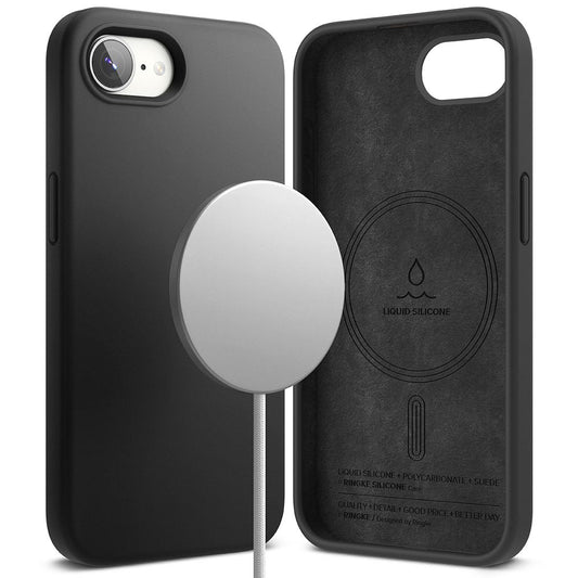 MagSafe hoesje voor Apple iPhone 16e, Ringke, Siliconen Magnetisch, Zwart
