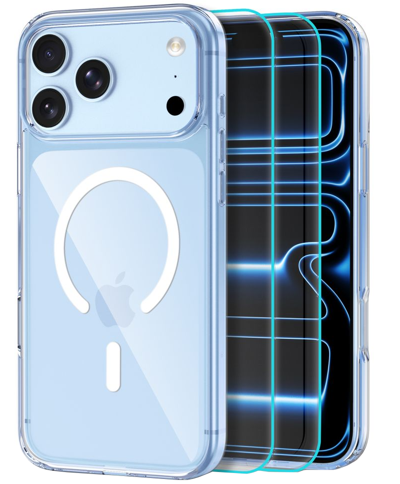 MagSafe-hoes voor Apple iPhone 18 Pro / 17 Pro, Tech-Protect, Flexair Hybrid met schermbeschermer, Transparant