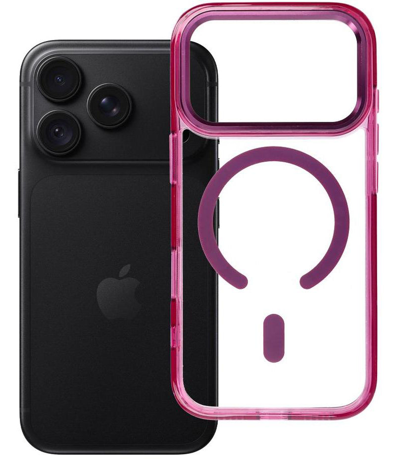 MagSafe-hoesje voor Apple iPhone 18 Pro / iPhone 17 Pro, OEM, Frame Clear Hybrid, bordeauxrood