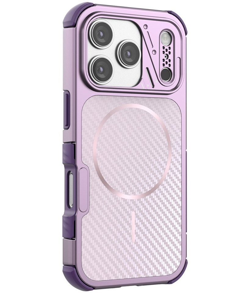 Coque MagSafe pour Apple iPhone 18 Pro / 17 Pro, OEM, Protection en carbone et coins, Violet