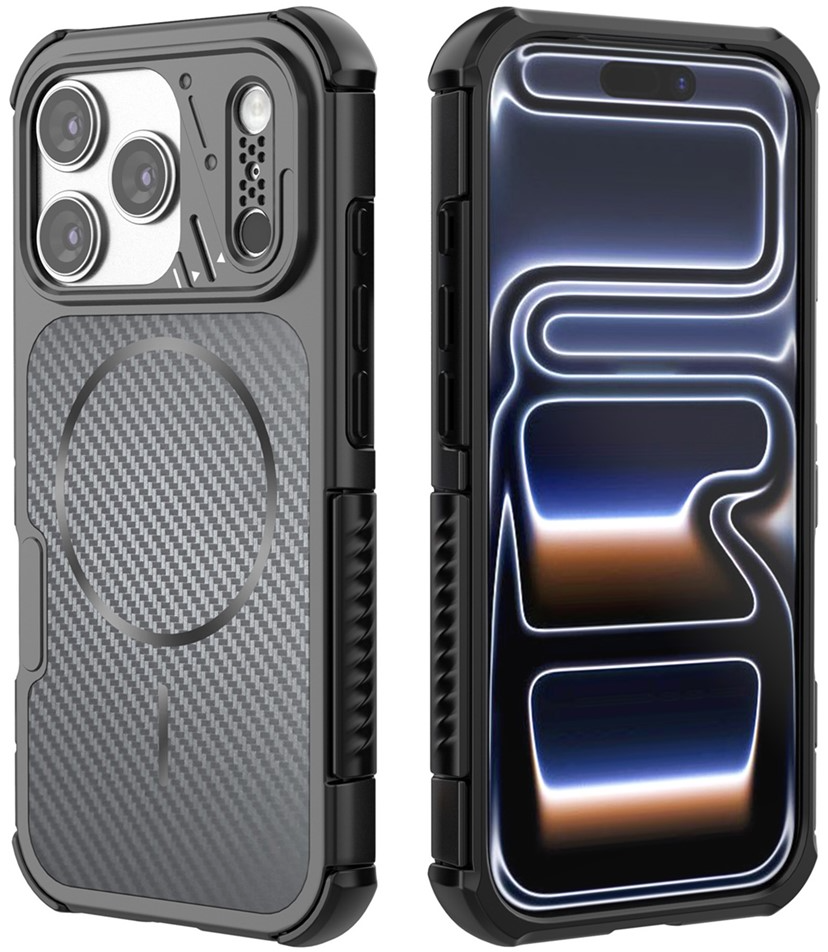 Coque MagSafe pour Apple iPhone 18 Pro Max / 17 Pro Max, OEM, Protection en carbone et aux coins, Noire