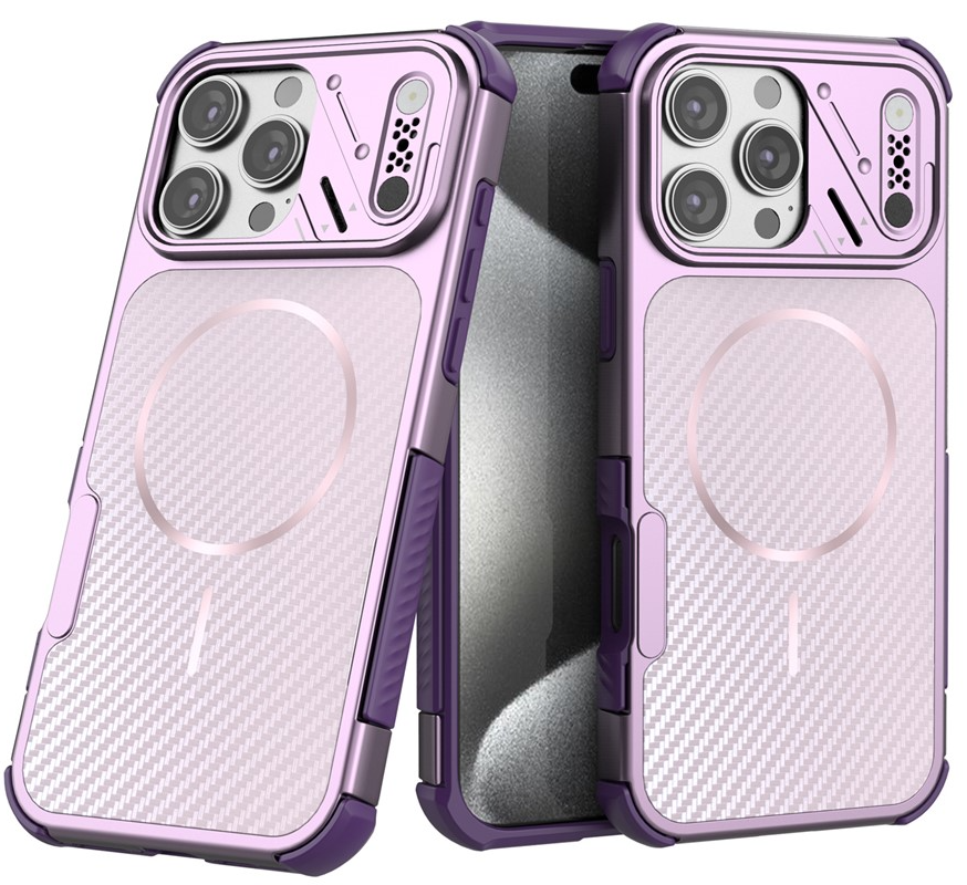 Coque MagSafe pour Apple iPhone 16 Pro, OEM, Protection en carbone et coins, Violet