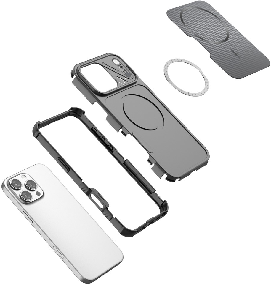 Coque MagSafe pour Apple iPhone 16 Pro, OEM, Protection en carbone et des coins, Noire