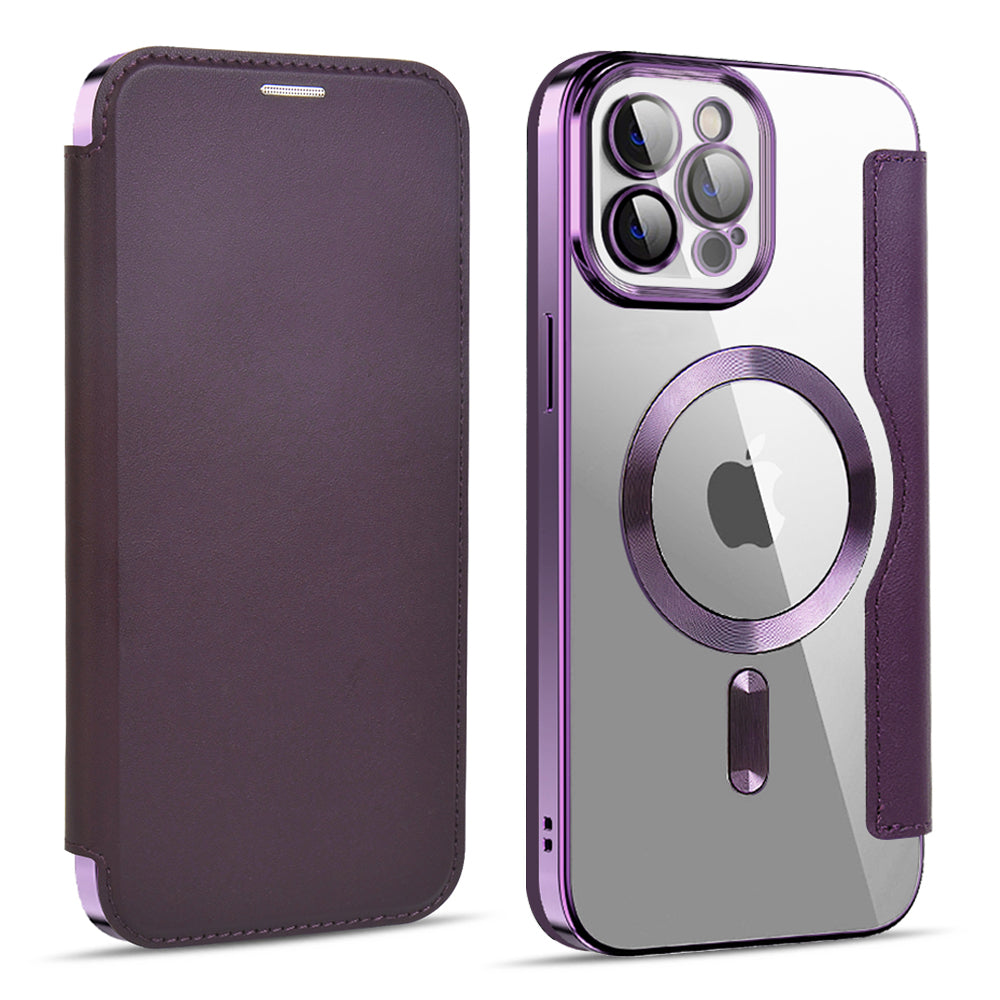 Coque MagSafe pour Apple iPhone 11 Pro Max, Techsuit, SmartMag Book, Violet