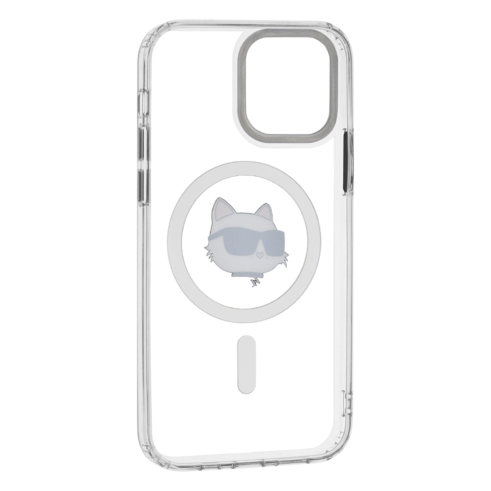 MagSafe Hülle für Apple iPhone 12 / 12 Pro, Karl Lagerfeld, IML Metal Choupette's Head, Weiß
