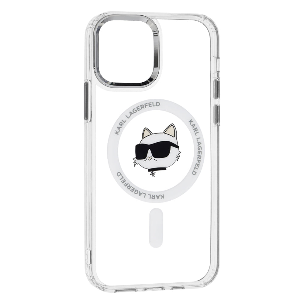 MagSafe Hülle für Apple iPhone 12 / 12 Pro, Karl Lagerfeld, IML Metal Choupette's Head, Weiß