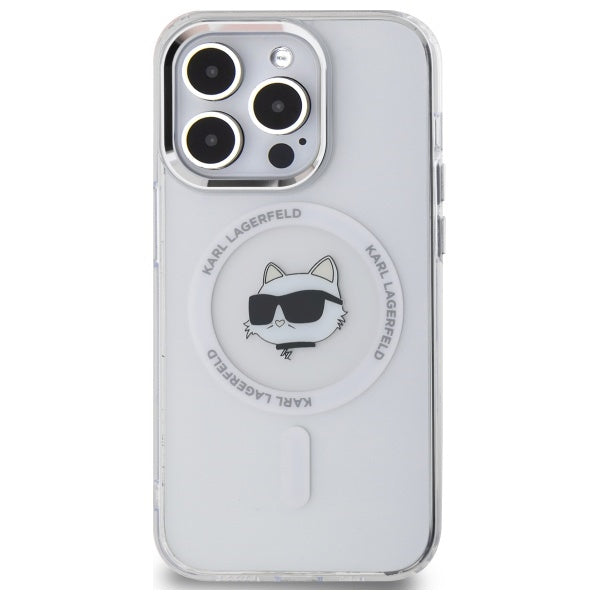 MagSafe Hülle für Apple iPhone 12 / 12 Pro, Karl Lagerfeld, IML Metal Choupette's Head, Weiß