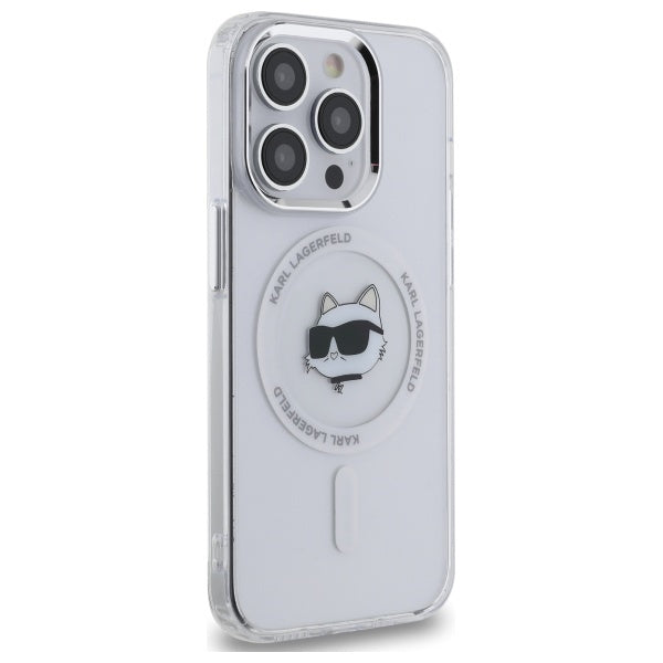 MagSafe Hülle für Apple iPhone 12 / 12 Pro, Karl Lagerfeld, IML Metal Choupette's Head, Weiß