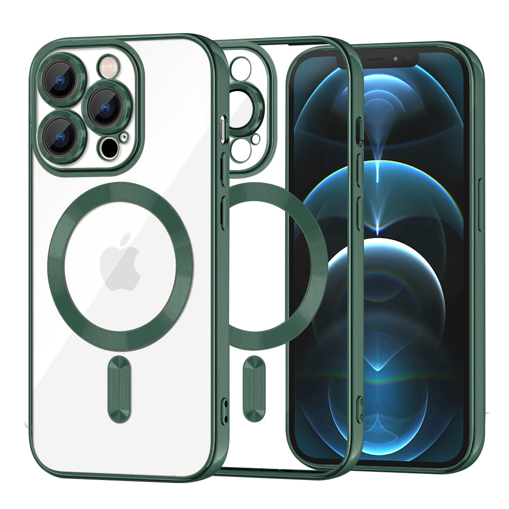 Coque MagSafe pour Apple iPhone 12 Pro Max, Techsuit, Luxury Crystal, Vert Foncé