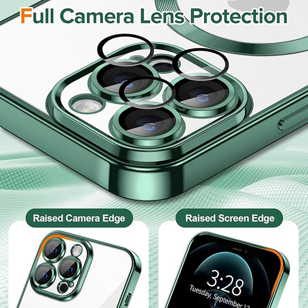 Coque MagSafe pour Apple iPhone 12 Pro Max, Techsuit, Luxury Crystal, Vert Foncé