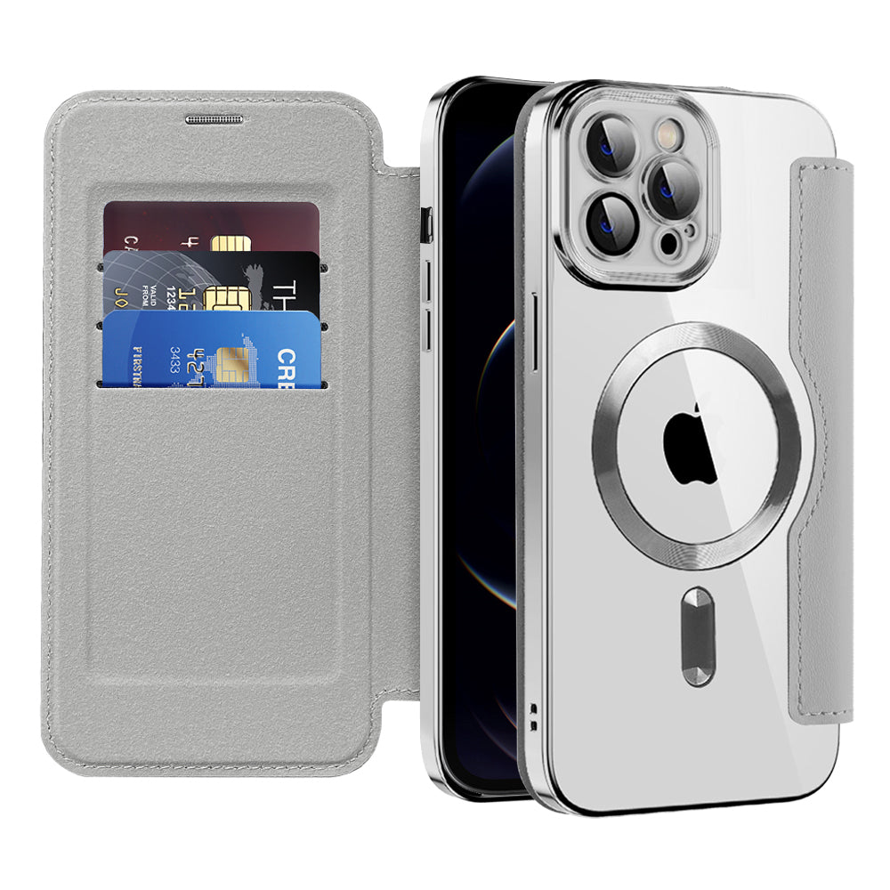 Coque MagSafe pour Apple iPhone 12 Pro Max, Techsuit, SmartMag Book, Gris