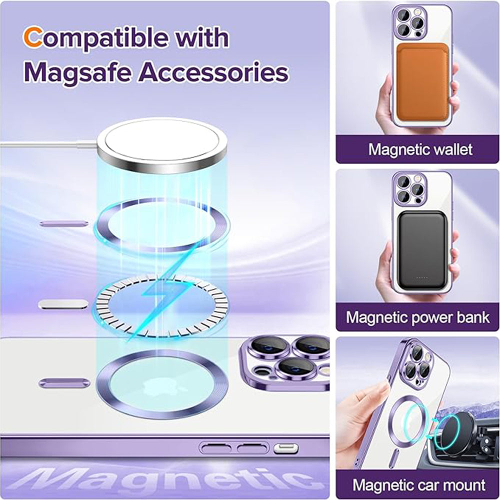 Coque MagSafe pour Apple iPhone 12 Pro, Techsuit, Luxury Crystal, Violet Clair
