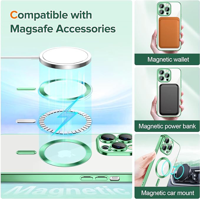 Coque MagSafe pour Apple iPhone 12 Pro, Techsuit, Luxury Crystal, Vert Clair