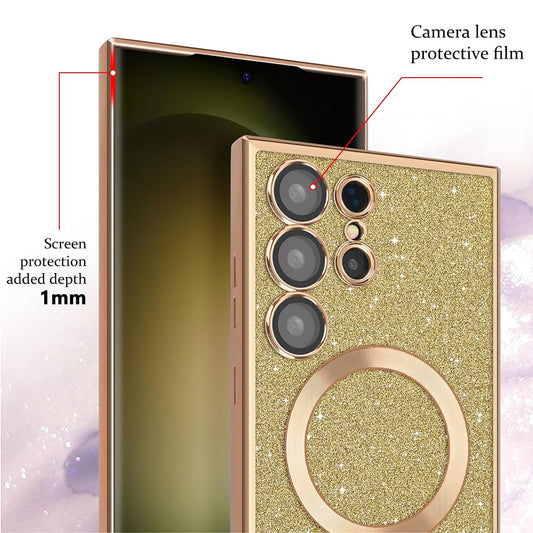 MagSafe-hoesje voor Apple iPhone 12 Pro, Techsuit, Luxury Glitter, Donkerblauw