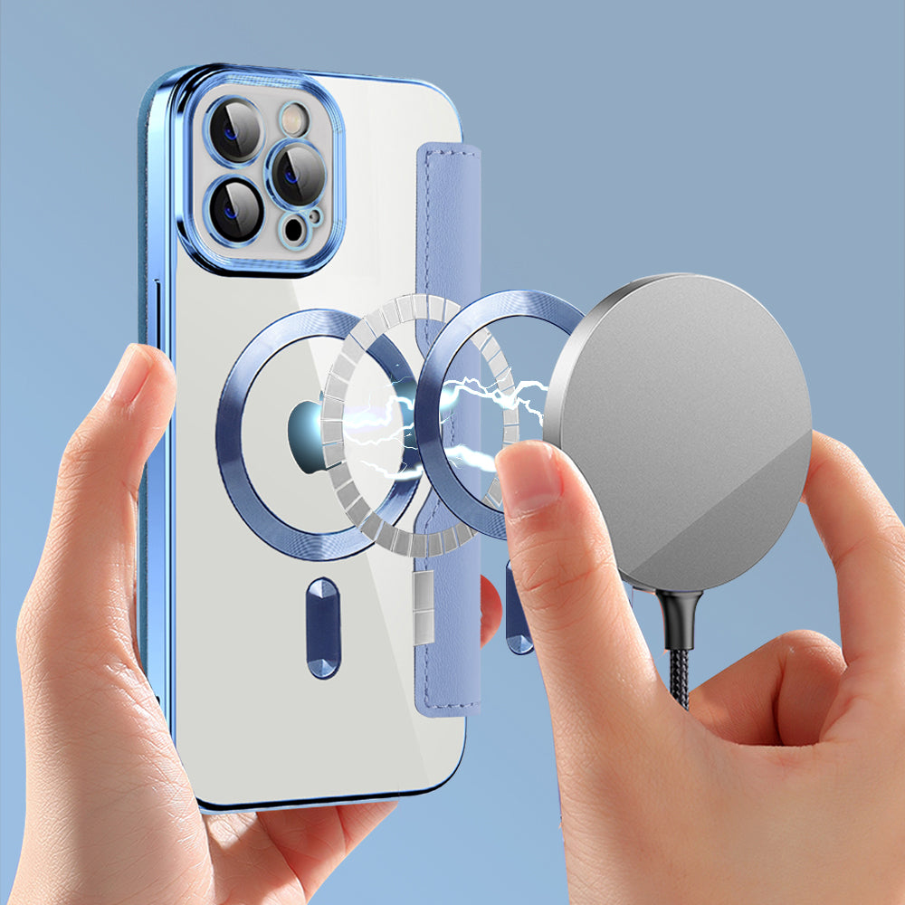 Coque MagSafe pour Apple iPhone 12 Pro, Techsuit, SmartMag Book, Bleu