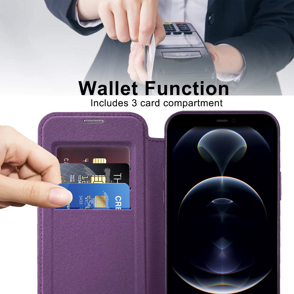 Coque MagSafe pour Apple iPhone 12 Pro, Techsuit, SmartMag Book, Violet
