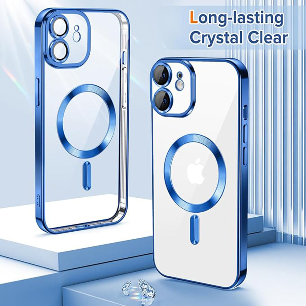 Coque MagSafe pour Apple iPhone 12, Techsuit, Luxury Crystal, Bleu Foncé