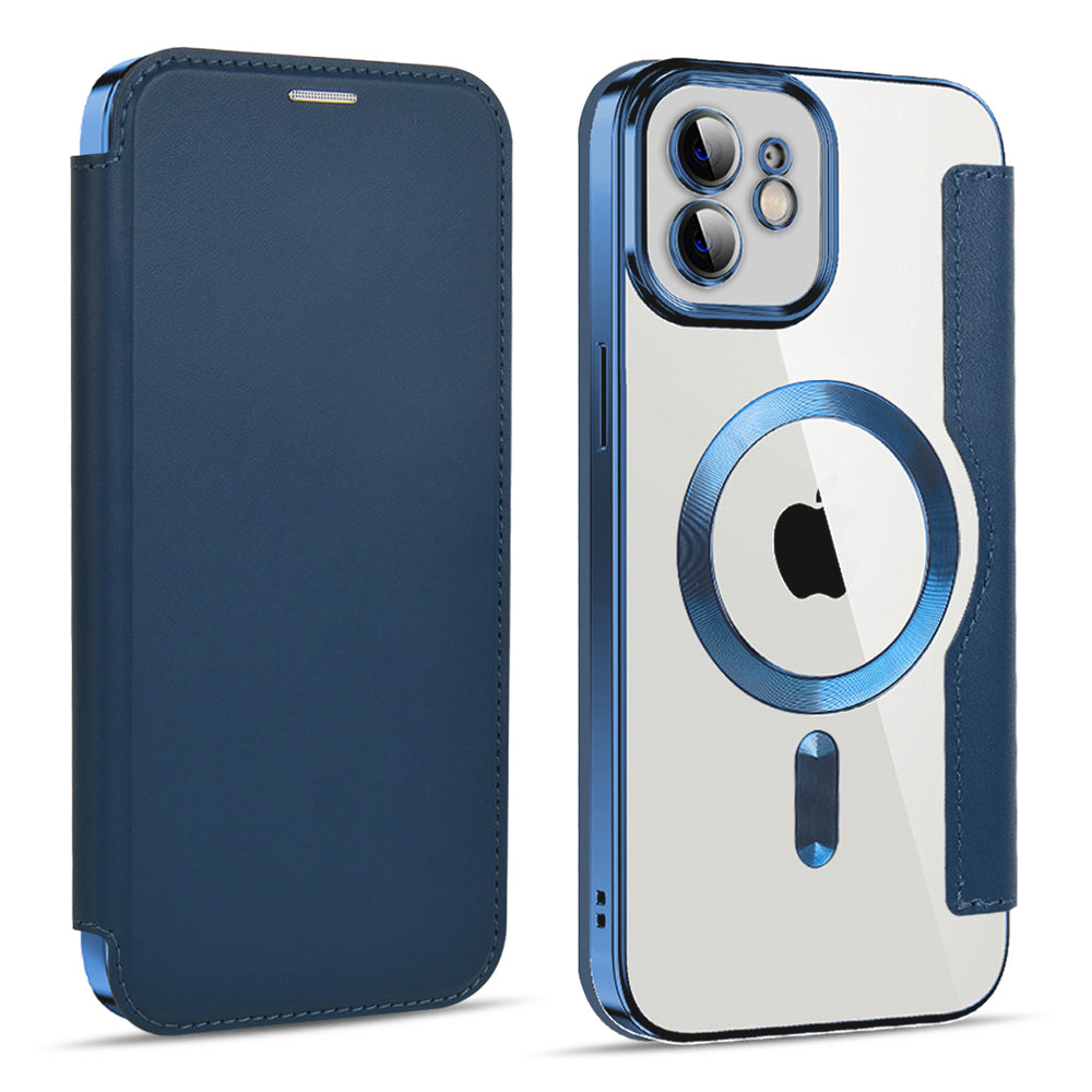 Coque MagSafe pour Apple iPhone 12, Techsuit, SmartMag Book, Bleue